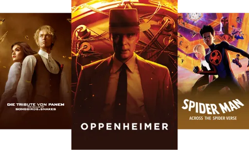 Inhalte bei Joyn PLUS+: Die Tribute von Panem - The Ballad of Songbirds & Snakes, Oppenheimer,Spider-Man: Across the Spider-Verse