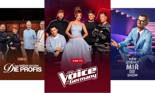 Inhalte bei Joyn PLUS+: Das große Backen – Die Profis, The Voice of Germany, Wer stiehlt mir die Show?