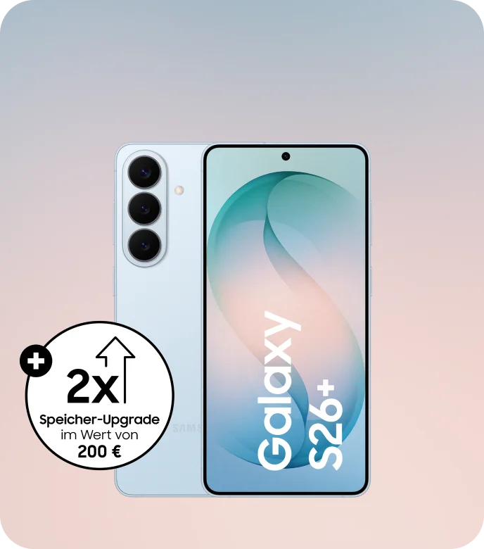 Produktbild eines Samsung Galaxy S26+ Smartphones.