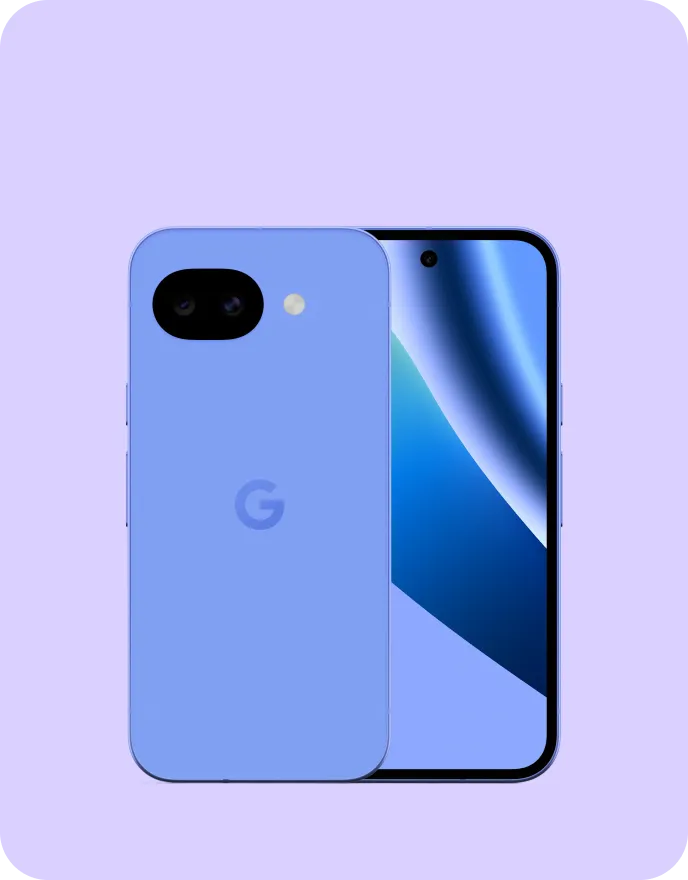 Produktbild eines Google Pixel 10a Smartphones. Mit Gemini, deinem integrierten KI-Assistenten von Google.