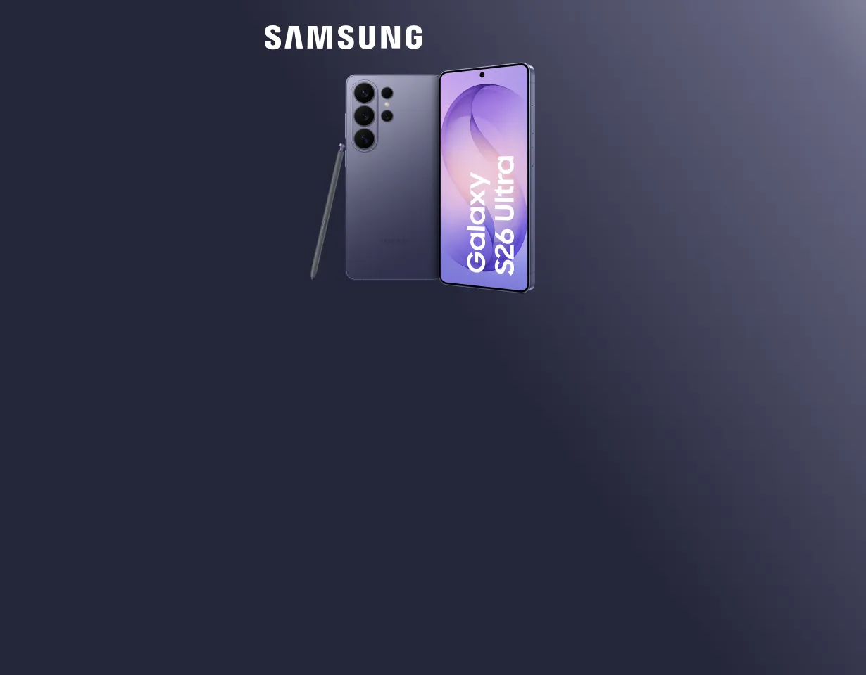 Samsung Galaxy S26 Ultra in Cobalt Violet.