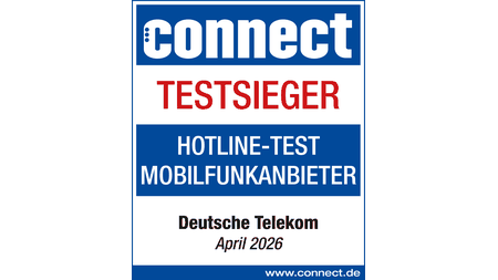 Testsiegel connect - Testsieger Hotline-Test Mobilfunkanbieter, April 2026