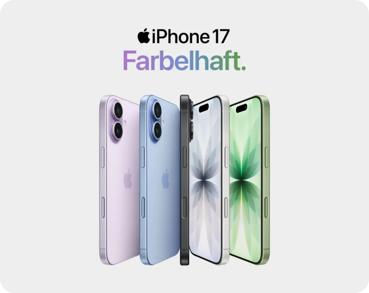 iPhone 17 in mehreren Farben vor hellem Hintergrund