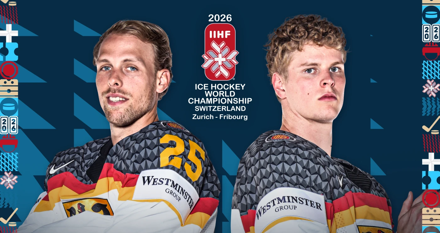 Zwei Eishockey WM Spieler der deutschen Nationalmannschaft.