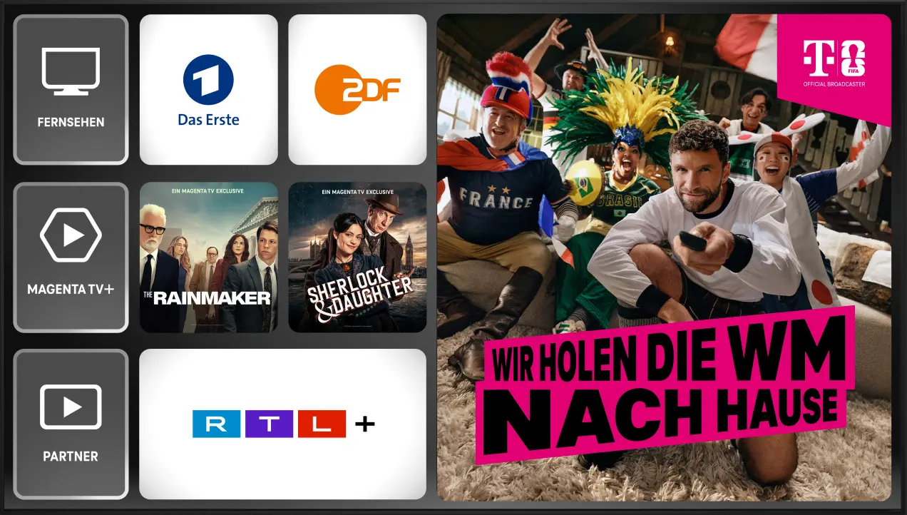 Fernseh-Screen mit aktuellen Inhalten bei MagentaTV Smart