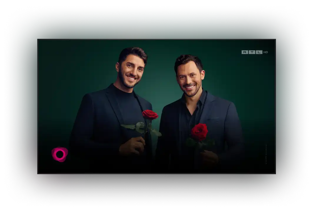 Abbildung eines Fernsehers mit Magenta Sprachassistent