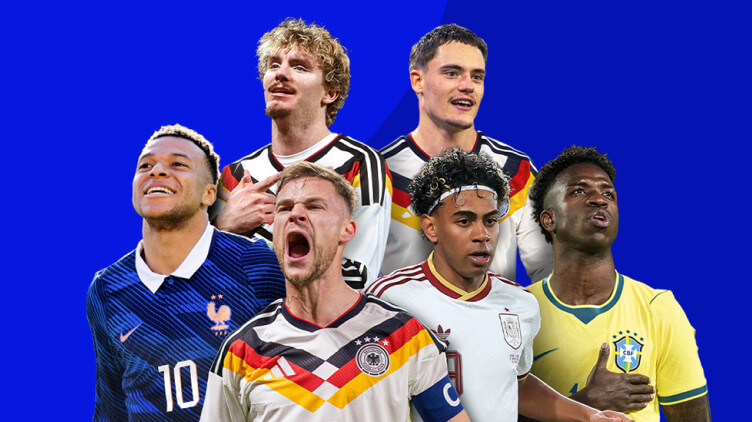 Collage mehrerer WM-Spieler aus verschiedenen Nationalmannschaften