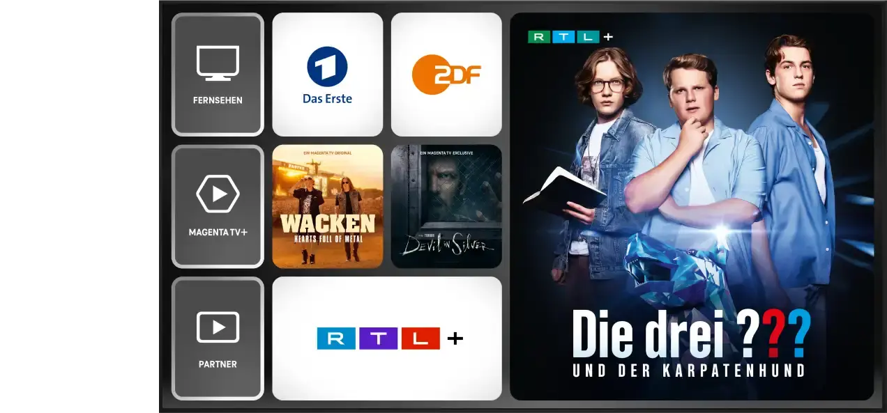 Fernseh-Screen mit aktuellen Inhalten bei MagentaTV Smart