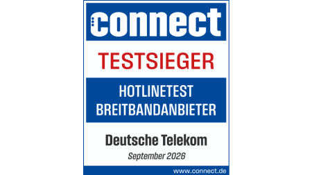 Testsiegel Connect Testsieger, Hotlinetest Breitbandanbieter, Deutsche Telekom, September 2026