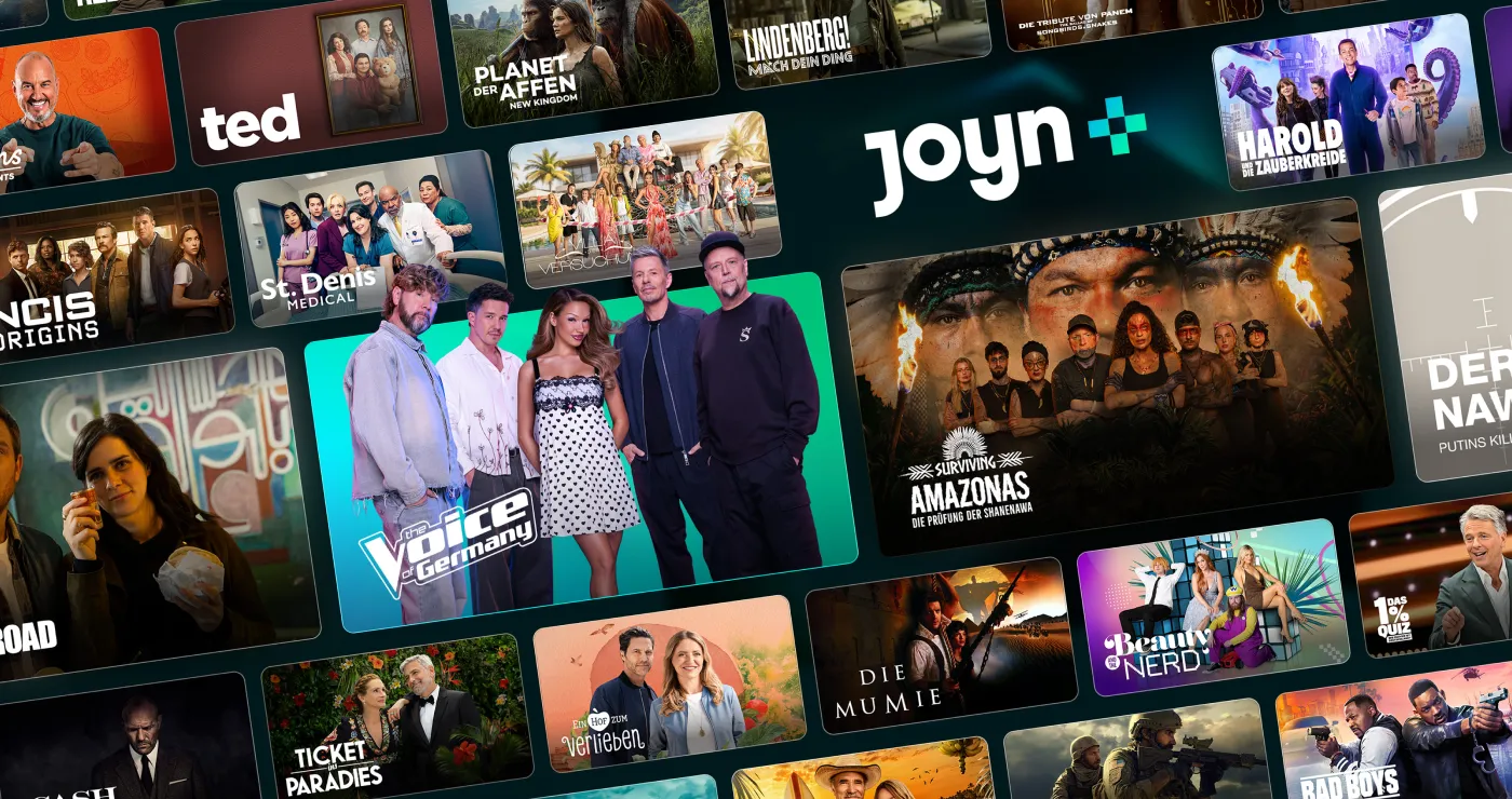 Übersicht verschiedener Filme und Serien auf Joyn+