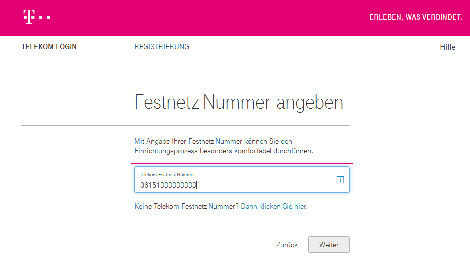 Angabe Festnetzrufnummer