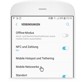 WLAN Call für Android: Menüpunkt Mobile Netzwerke