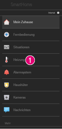 Tippen Sie in der Magenta SmartHome App auf "Heizung", um zur Heizungseinstellung zu gelangen.