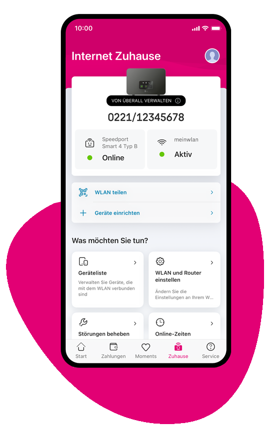 Smartphone mit Ansicht der Routerdetails in der MeinMagenta App