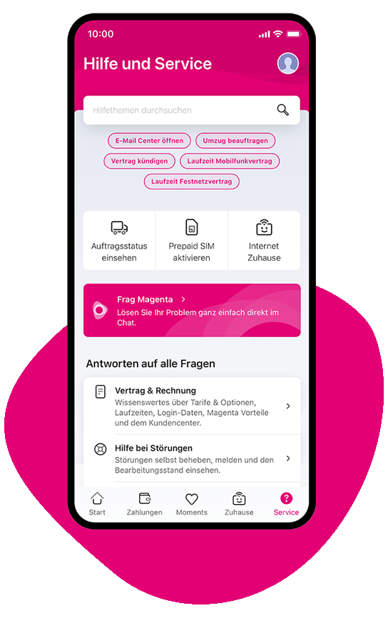 Ansicht Digitaler Assistent in der MeinMagenta App