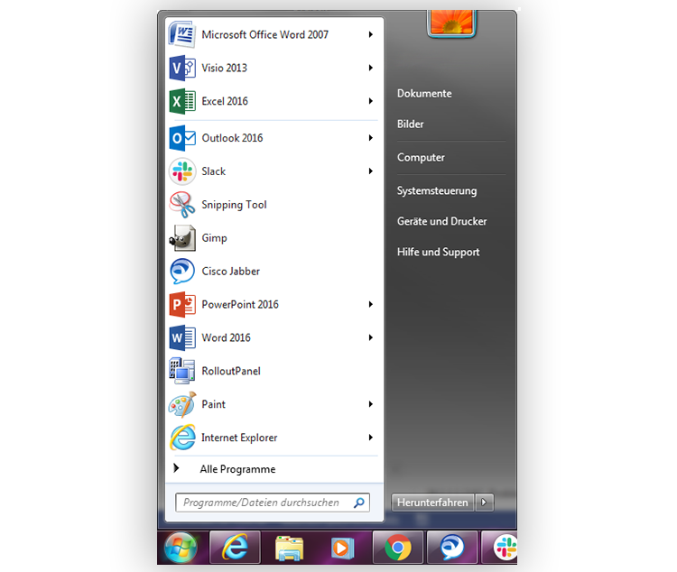 Windows 7 Start-Button und Eingabefeld