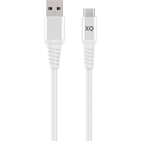 xqisit Lade- und Datenkabel Baumwolle mit USB-C - USB-A - Weiß 99929844 vorne