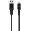 xqisit Lade- und Datenkabel Baumwolle mit USB-C - USB-A - Schwarz 99929845 vorne thumb
