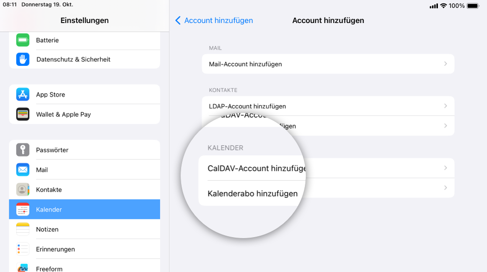 "CalDAV-Account hinzufügen" antippen