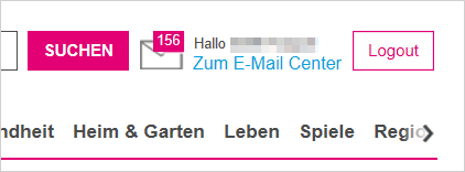 E-Mail Center eingeloggt