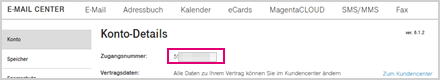 E-Mail Center Zugangsnummer