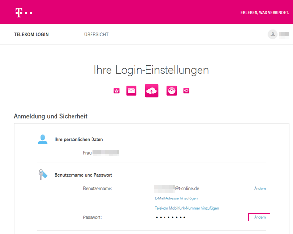 Passwort ändern für Telekom Login | Telekom Hilfe