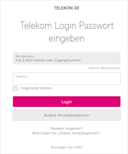 Login telekom de Open Telekom
