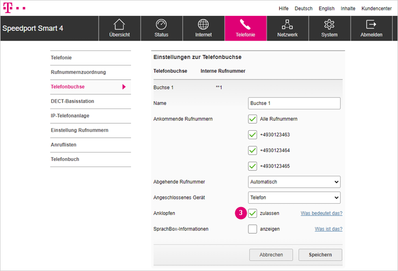 Speedport Smart 4 Anklopfen deaktivieren