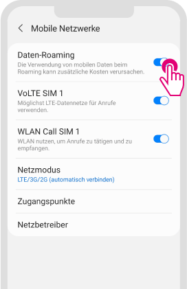 Datenroaming für Android aktivieren - Schritt 3