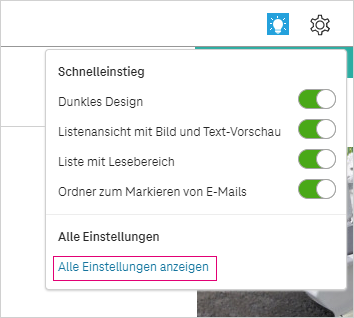 E-Mail Center: Alle Einstellungen anzeigen E-Mail Center: Alle Einstellungen anzeigen
