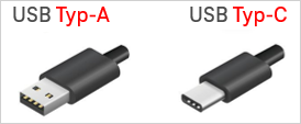 USB Typ A bzw. B