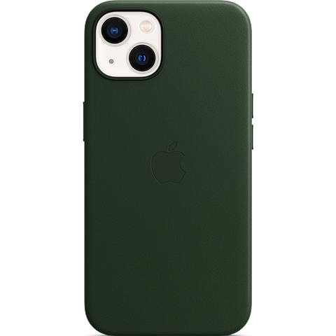 Apple Leder Case iPhone 13 - Schwarzgrün 99932540 vorne