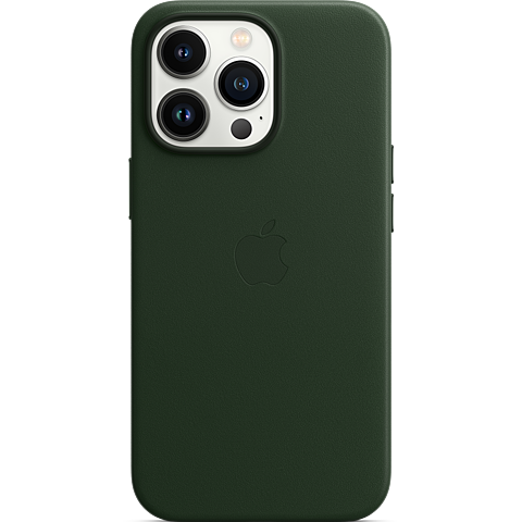 Apple Leder Case iPhone 13 Pro - Schwarzgrün 99932515 vorne