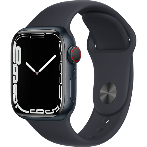 Apple Watch Series 7 41 mm Aluminium Mitternacht, Sportarmband Mitternacht - Vorne und Hinten