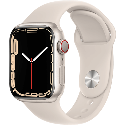 Apple Watch Series 7 41 mm Aluminium Polarstern, Sportarmband Polarstern - Vorne und Hinten