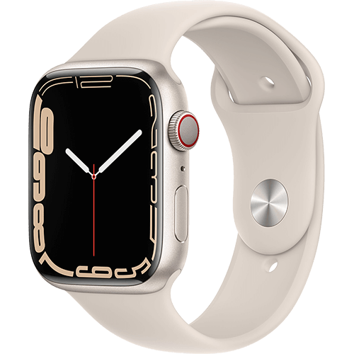 Apple Watch Series 7 45 mm Aluminium Polarstern, Sportarmband Polarstern - Vorne und Hinten