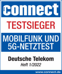 Connect Testsieger Logo Mobilfunk und 5G Netz