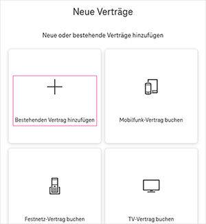 Vertrag hinzufügen: Ihre Auswahlmöglichkeiten