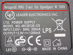 Netzgerät des Speedport W 700V