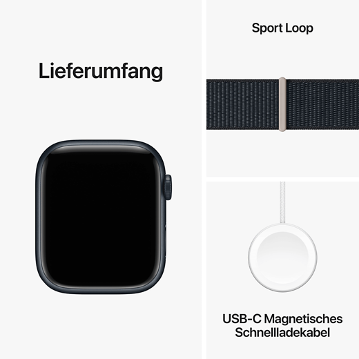 Apple Watch Series 9 Aluminium Sport Loop Mitternacht/Mitternacht - Gallerie 5
