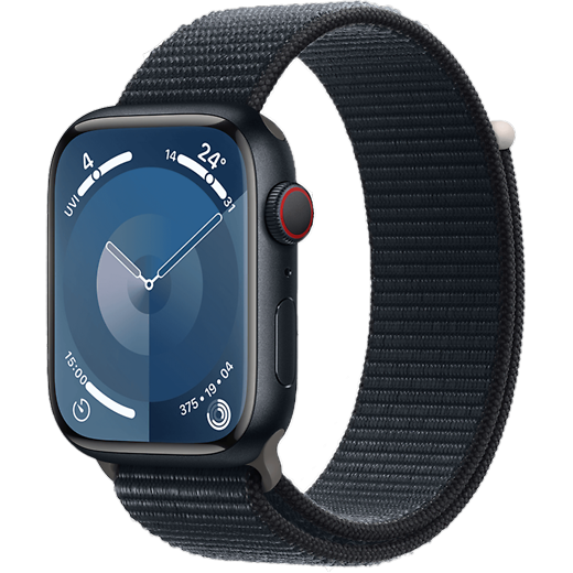Apple Watch Series 9 Aluminium Sport Loop Mitternacht/Mitternacht - Hero