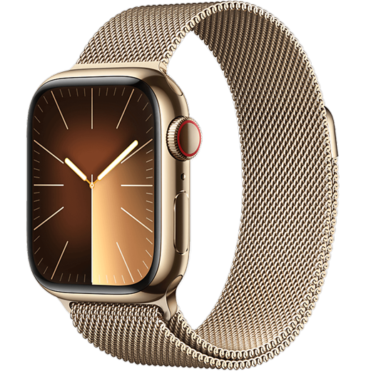 Apple Watch Series 9 Edelstahl Milanaise Armband Gold 41 mm/Gold - Hero