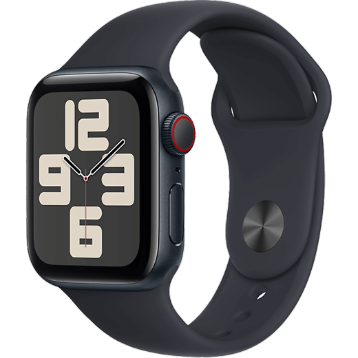 Apple Watch SE (2023) GPS Aluminium Sportarmband Mitternacht/Mitternacht S/M - Hero