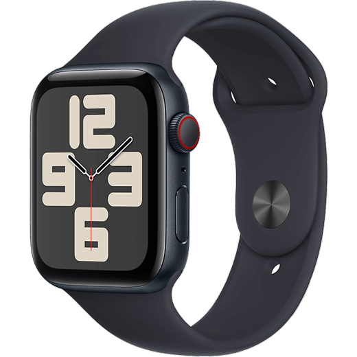 Apple Watch SE (2023) GPS Aluminium Sportarmband Mitternacht/Mitternacht M/L - Hero
