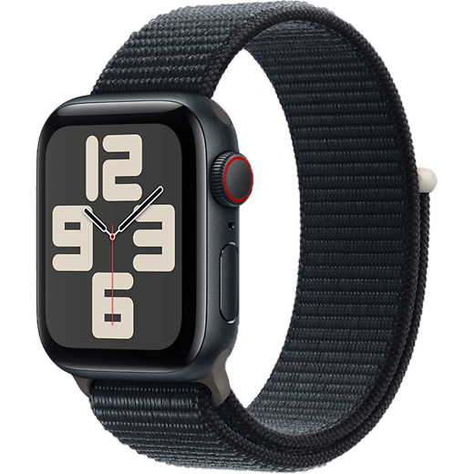 Apple Watch SE (2023) Aluminium Sport Loop Mitternacht/Mitternacht S/M - Hero