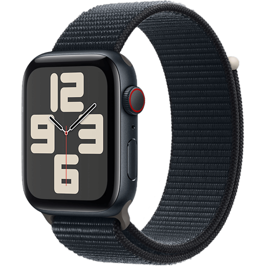 Apple Watch SE (2023) Aluminium Sport Loop Mitternacht/Mitternacht M/L - Hero