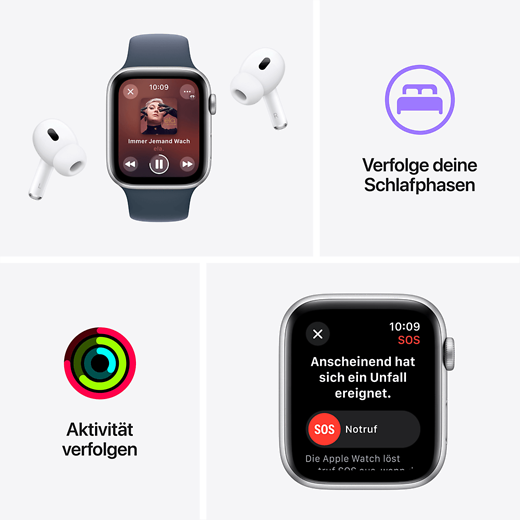 Apple Watch SE (2023) Aluminium Sport Loop Mitternacht/Mitternacht M/L - Gallerie 4