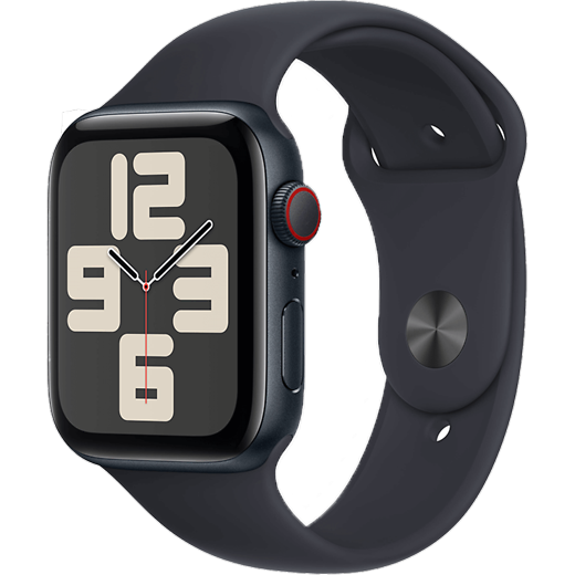 Apple Watch SE (2023) Aluminium Sportarmband Mitternacht/Mitternacht M/L - Hero