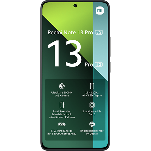 Xiaomi Redmi Note 13 Pro 5G Midnight Black - Vorne