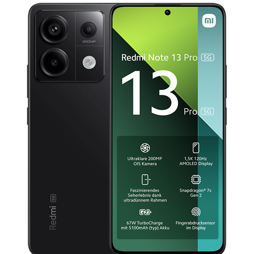 Xiaomi Redmi Note 13 Pro 5G Midnight Black - Vorne/Hinten